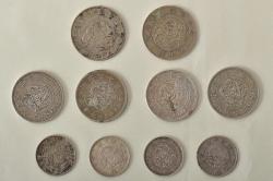 明治3〜36年　竜50銭銀貨　旭日竜20銭銀貨など　10枚セット(古銭)(R-045791)