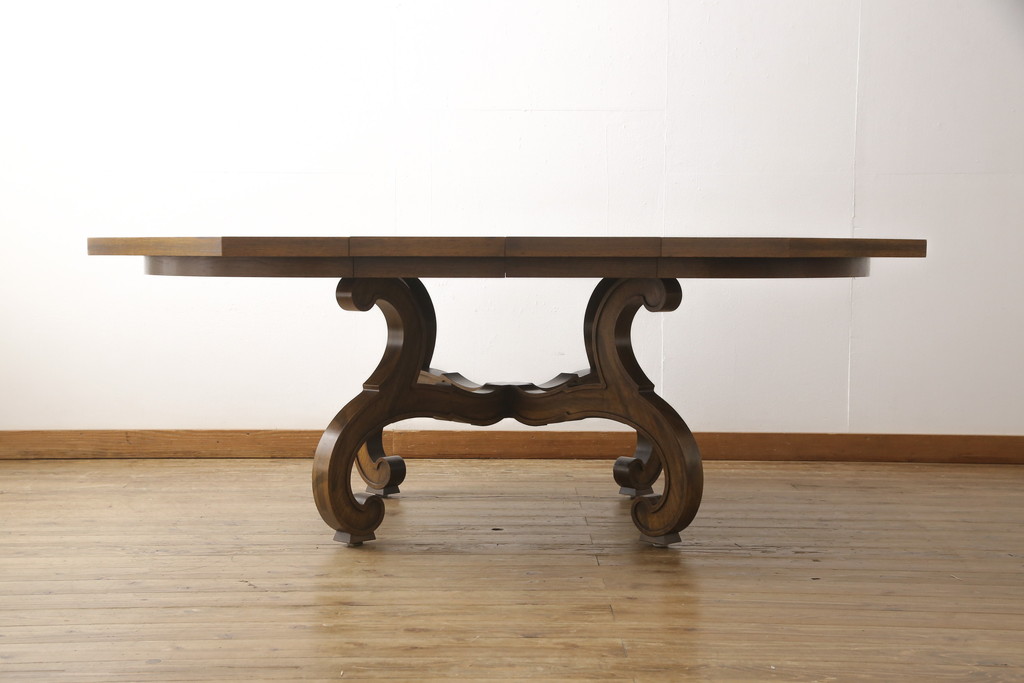 中古　美品　DREXEL HERITAGE(ドレクセルヘリテイジ)　ESPERANTO(エスペラント)　優雅な佇まいが美しいダイニングテーブル(定価約70万円)(エクステンションテーブル、ドローリーフテーブル)(R-053935)