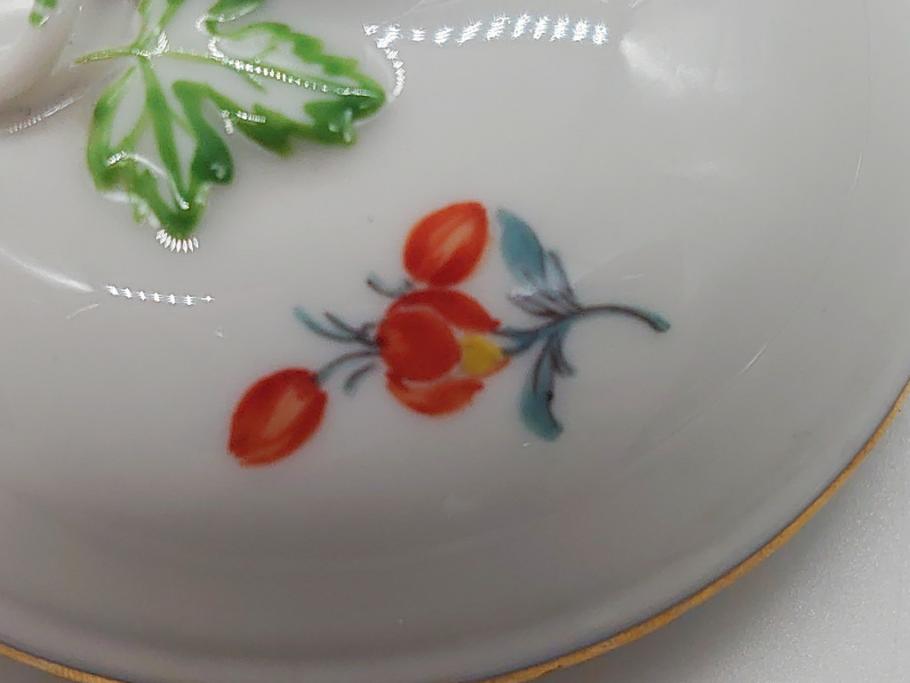 ドイツ　マイセン　Meissen　ベーシックフラワー　三つ花　優雅で華やかなシュガーポット(蓋物、西洋陶磁器)(R-061784)