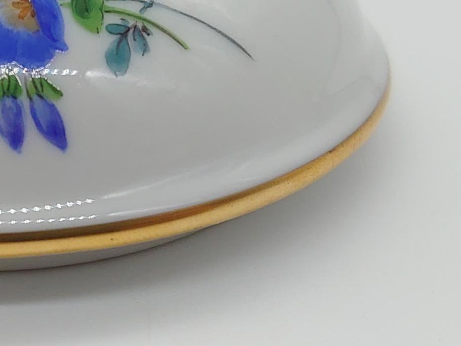 ドイツ　マイセン　Meissen　ベーシックフラワー　三つ花　優雅で華やかなシュガーポット(蓋物、西洋陶磁器)(R-061784)