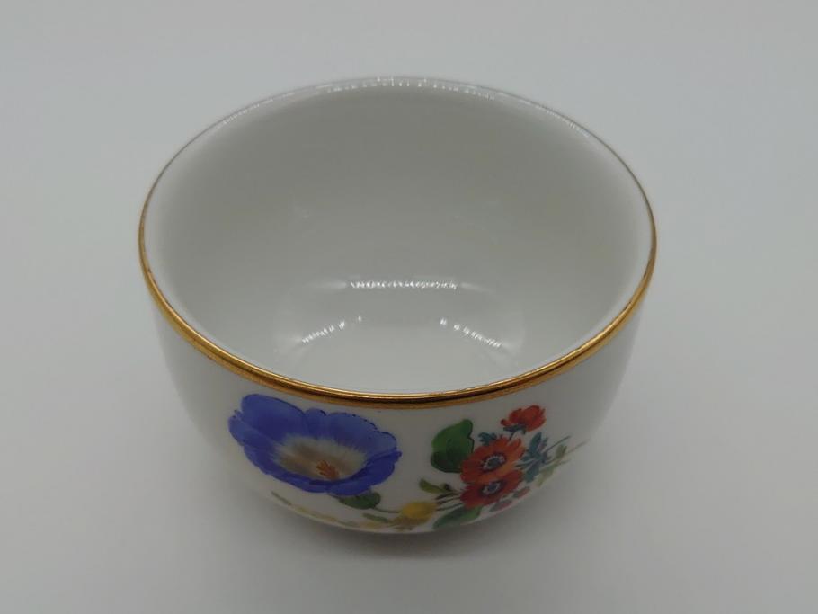 ドイツ　マイセン　Meissen　ベーシックフラワー　三つ花　優雅で華やかなシュガーポット(蓋物、西洋陶磁器)(R-061784)