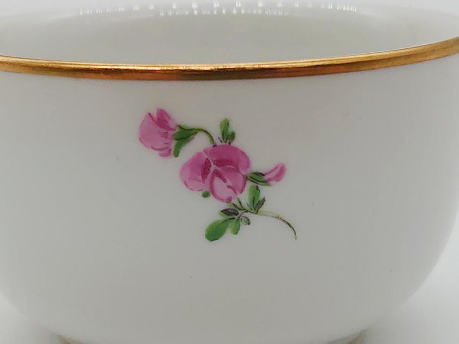 ドイツ　マイセン　Meissen　ベーシックフラワー　三つ花　優雅で華やかなシュガーポット(蓋物、西洋陶磁器)(R-061784)