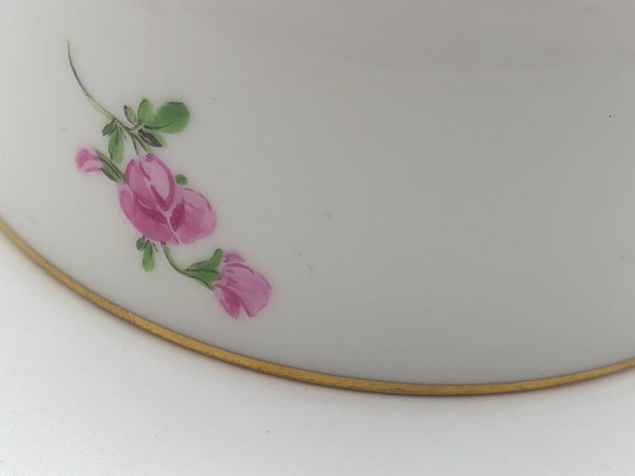 ドイツ　マイセン　Meissen　ベーシックフラワー　三つ花　優雅で華やかなシュガーポット(蓋物、西洋陶磁器)(R-061784)