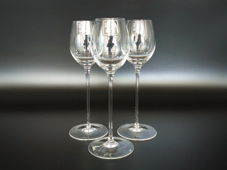 オーストリア　RIEDEL(リーデル)　プラウドフットジャパン記念品(名入れ有)　ワイングラス3客セット(箱付き)(R-061792)