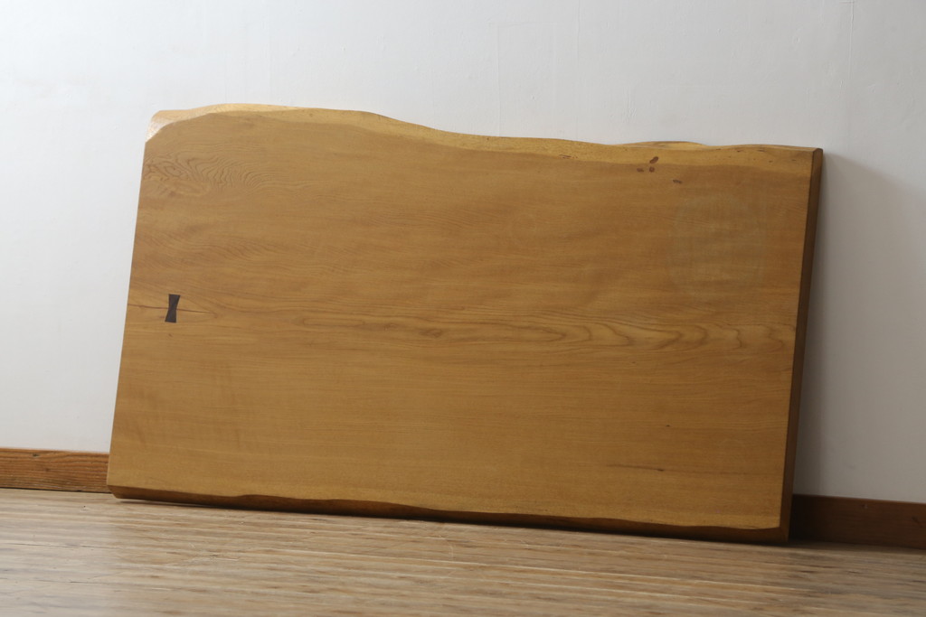 中古　ブランド家具　ナラ材　一枚板　存在感のある耳付きテーブルトップ(天板、テーブル天板、古材、木材、DIY、材料)(R-080892)