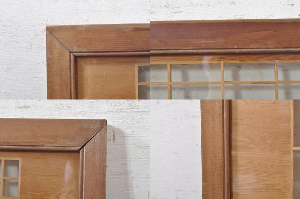 ビンテージ建具　松竹梅の彫刻が目を惹く上品な組子入り彫刻欄間2枚セット(明り取り、明かり取り、ヴィンテージ)(R-073467)