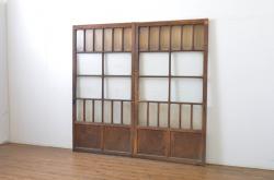 中古　美品　両面ガラス　繊細な組子細工が凛とした印象を放つ全面組子入りガラス戸2枚セット(引き戸、建具)(R-057461)