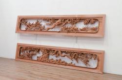 アンティーク建具　杉材　美しい柾目が目を引く板戸2枚セット(引き戸、建具)(R-059208)