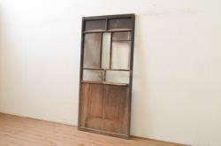 アンティーク建具　松竹梅の彫刻と組子細工入り　和風の欄間2枚セット(明かり取り、明り取り)(R-056614)