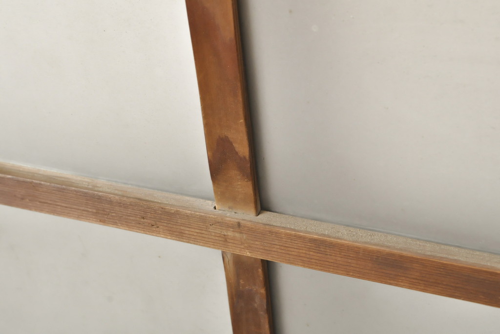 アンティーク建具　レトロなお部屋の雰囲気づくりに!すりガラス入りガラス窓2枚セット(R-059351)