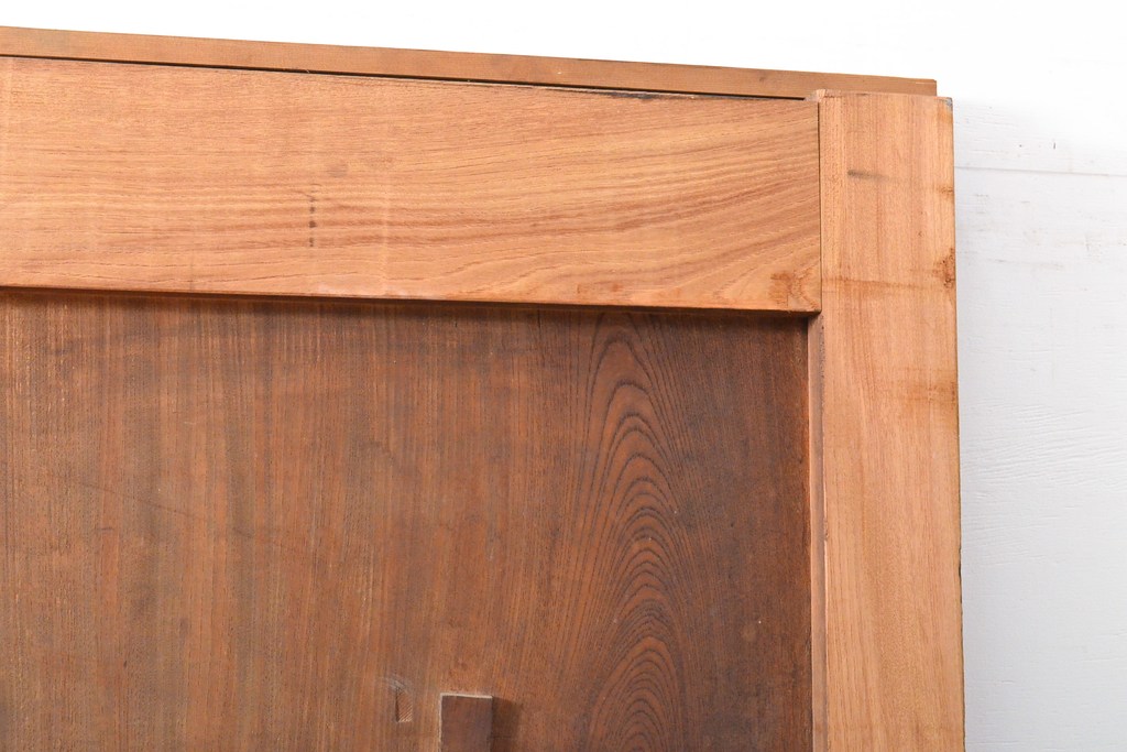 アンティーク建具　総欅(ケヤキ)材　重厚感のある佇まいが魅力の蔵戸1枚(玄関戸、引き戸、建具)(R-059225)