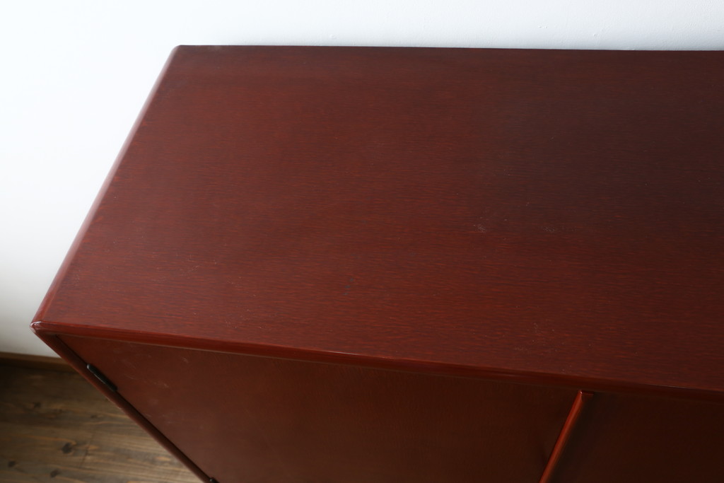 中古　美品!!　高級品!!　総漆塗り　艶やかな朱塗りが美しい色合いの総桐着物箪笥(衣装箪笥、収納箪笥、和タンス、桐たんす、桐箪笥)(定価推定約120万円)(R-082636)