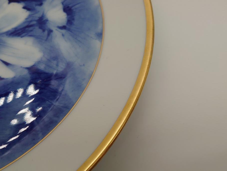 ドイツ　マイセン　Meissen　ひなげしの花　金彩　壁掛け　上品で清楚なタッチの花絵付けが見事な飾り皿(プレート、西洋陶磁器)(R-061805)