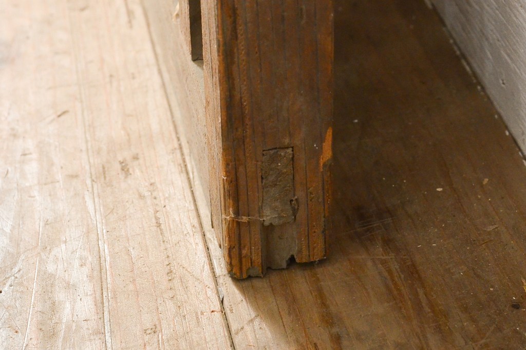 アンティーク建具　和風・和モダンな住宅におすすめ　荒格子窓2枚セット(格子戸、引き戸)(R-056195)