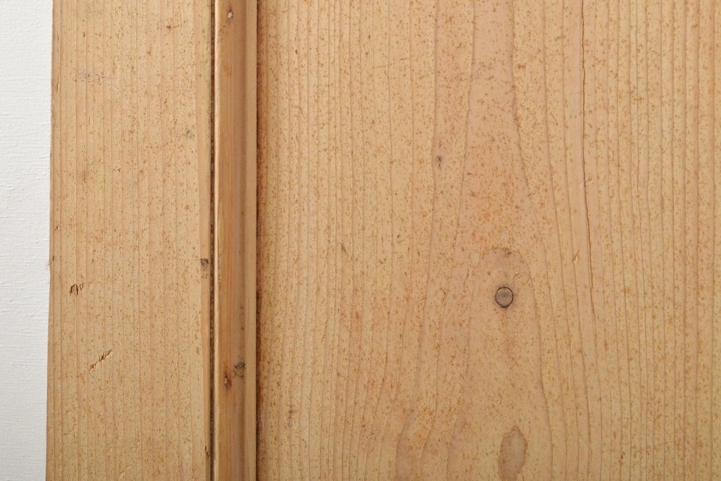 アンティーク建具　イギリス製　ナチュラルなパイン材製!かわいいステンドグラスドア(扉、玄関ドア)(R-055978)