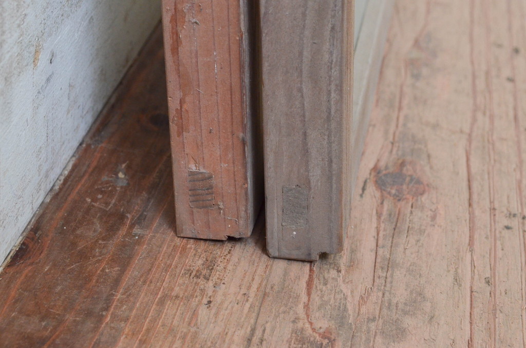 アンティーク建具　古き良き時代の趣を感じる小窓2枚セット(引き戸、ガラス戸)(R-074188)