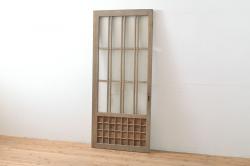 アンティーク建具　特注品!!　片面ガラス　枠欅(ケヤキ)材・腰板黒柿材　上質な和空間を演出してくれる書院戸4枚セット(ガラス戸、引き戸、窓、組子)(R-080494)