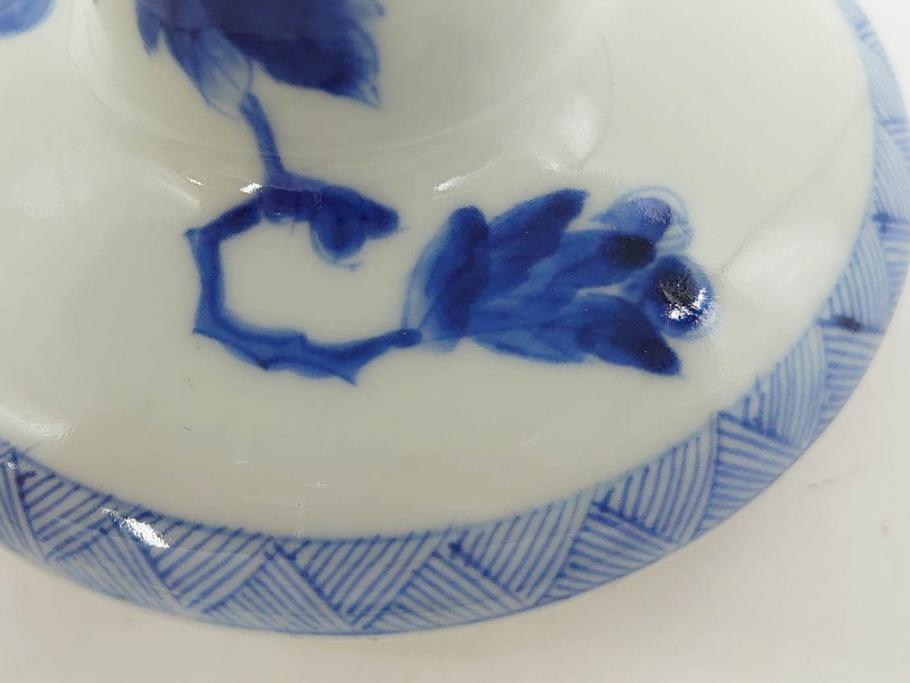 江戸期　古伊万里　染付　竹林七賢人図　細かな絵付けが見事な盃洗(杯洗、花鳥図、フルーツボウル、コンポート、高台皿、台鉢、和食器)(R-082757)