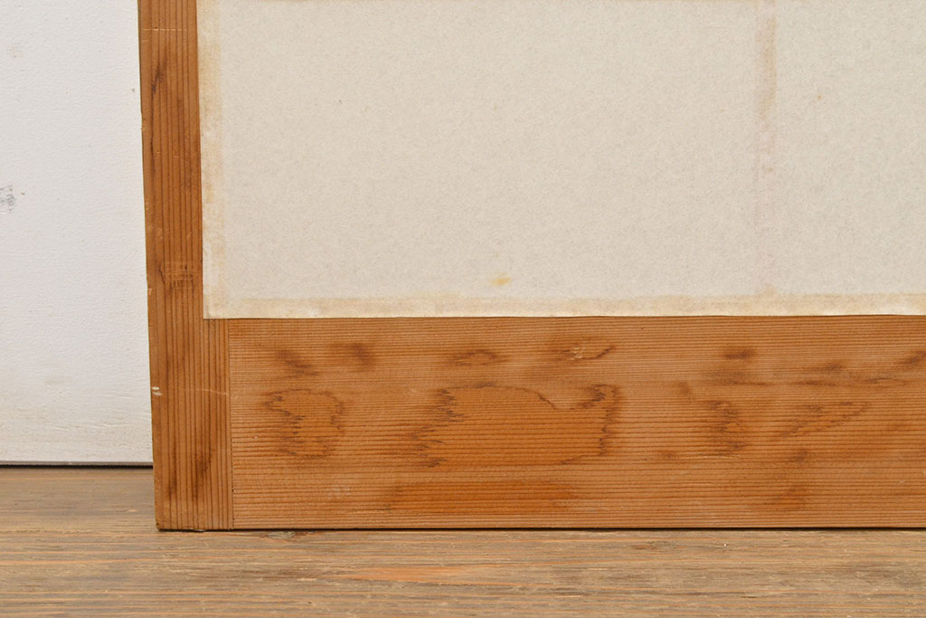 ヴィンテージ建具　和製ビンテージ　明るい木肌が和やかな雰囲気を生み出すシンプルな障子戸4枚セット(引き戸、建具)(R-051503)