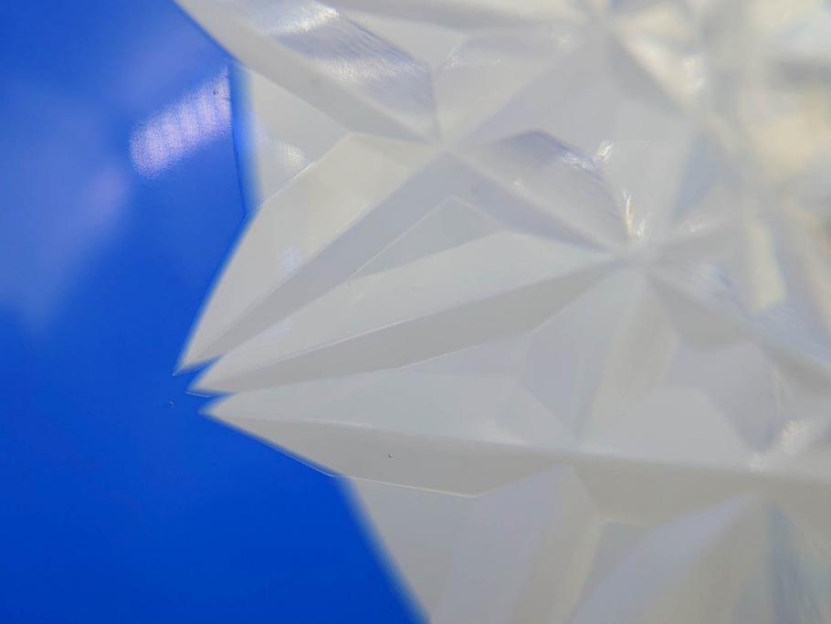 時代物　切子　色被せ　青　爽やかな雰囲気のガラスボウル(硝子、深皿、鉢)(R-082761)