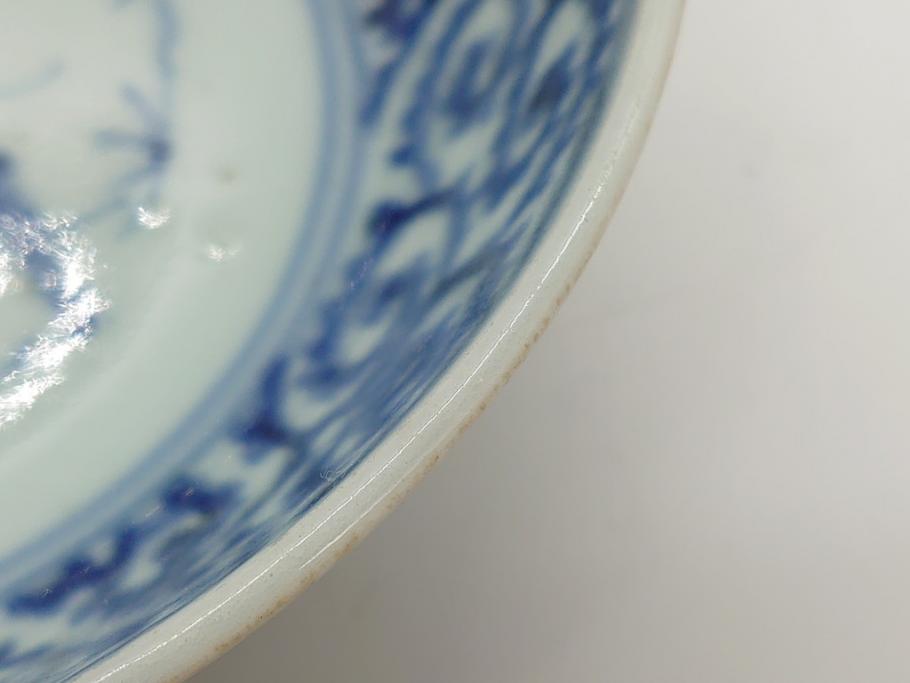 江戸期 古伊万里 染付 蛸唐草文 5寸皿 約15cm 伊万里焼の伝統美