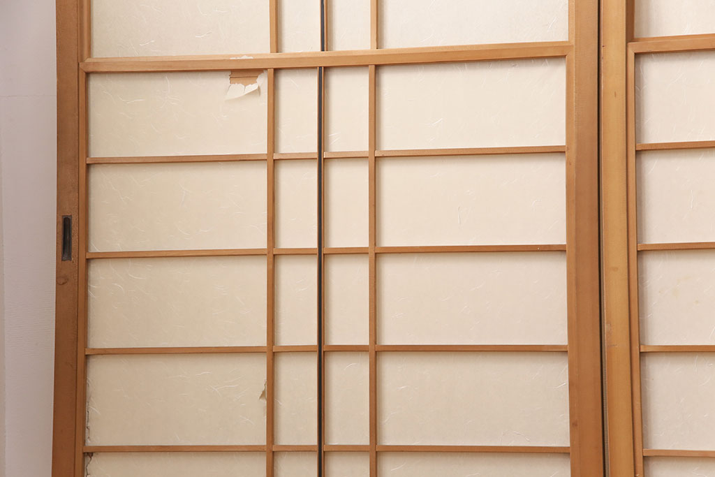 アンティーク建具　日本風情が感じられる雪見障子戸4枚セット(摺り上げ障子戸、引き戸、擦り上げ障子戸、擦上障子戸、建具)(R-049199)