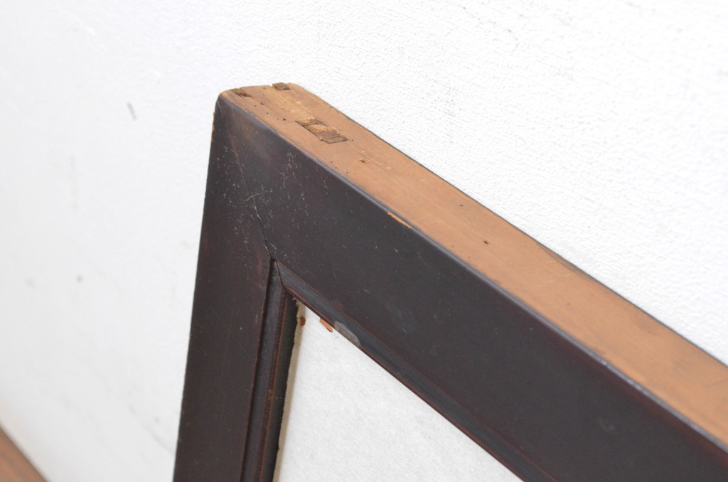 アンティーク建具　上品な黒漆枠が魅力の組子欄間1枚(明かり取り、明り取り)(R-065352)