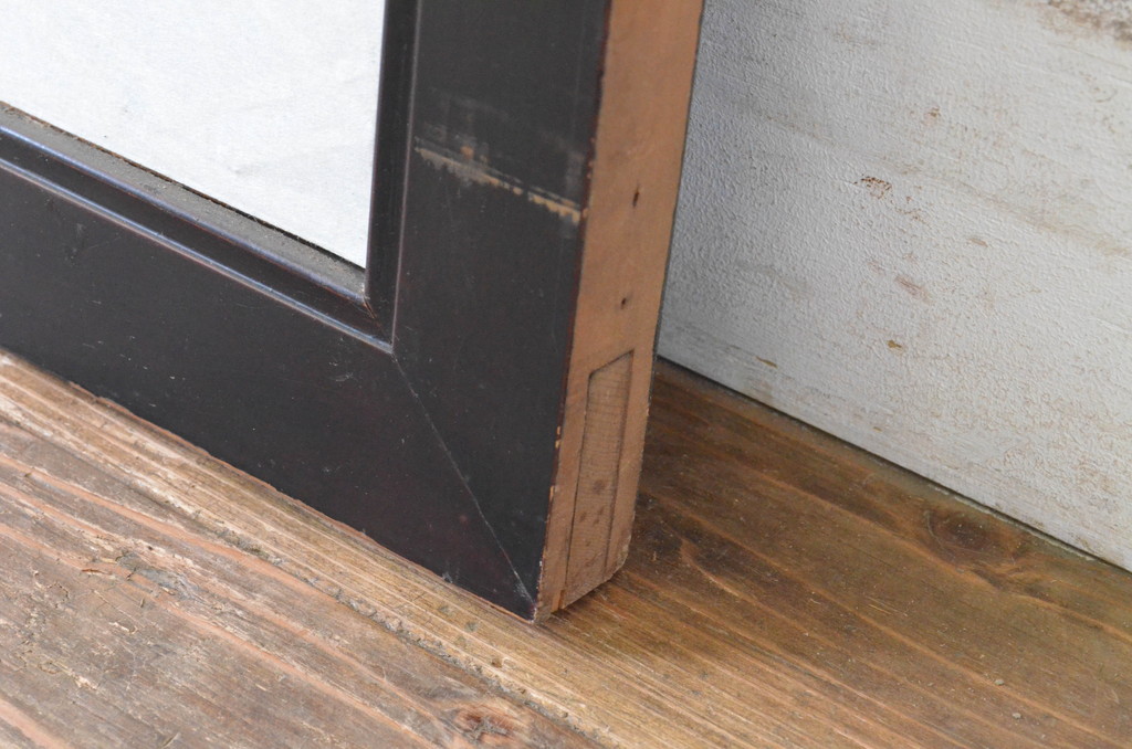 アンティーク建具　上品な黒漆枠が魅力の組子欄間1枚(明かり取り、明り取り)(R-065352)