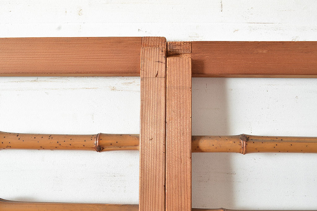 アンティーク建具　風通し抜群!腰板の仕掛けが魅力の簀戸2枚セット(建具、簾戸、葭戸、夏障子、すど、葦戸)(R-048562)