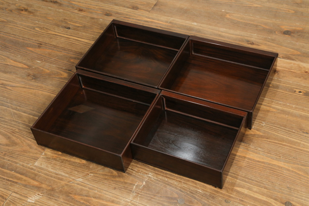 中古　民芸家具　花梨(カリン、唐木)　深みのある色合いが美しい飾り棚(戸棚、茶棚、違い棚)(R-057784)