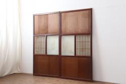 アンティーク建具　レーザー組子入れます!　上品な和の雰囲気漂う組子帯戸4枚セット(引き戸、組子建具、レーザー組子板戸)(R-064292)