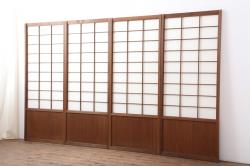 アンティーク建具　木味が魅力の大額入り障子戸2枚セット(引き戸、建具)(R-036777)