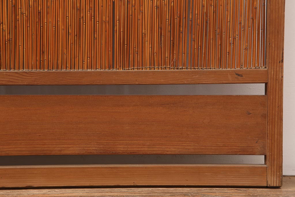 アンティーク建具　昭和後期　涼しげな空間作りにおすすめの御簾戸2枚セット(簾戸、簀戸、葭戸、夏障子、夏戸、葦戸)(R-045703)