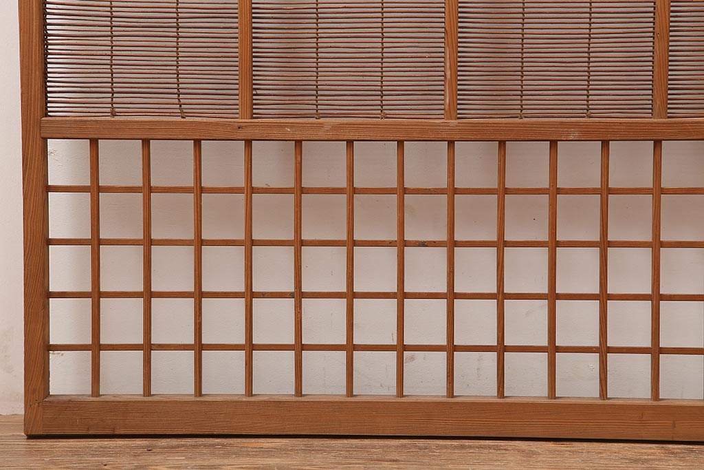 レトロ建具　昭和中期　風情のある御簾戸2枚セット(簾戸、簀戸、葭戸、夏障子、夏戸、葦戸)(R-045702)