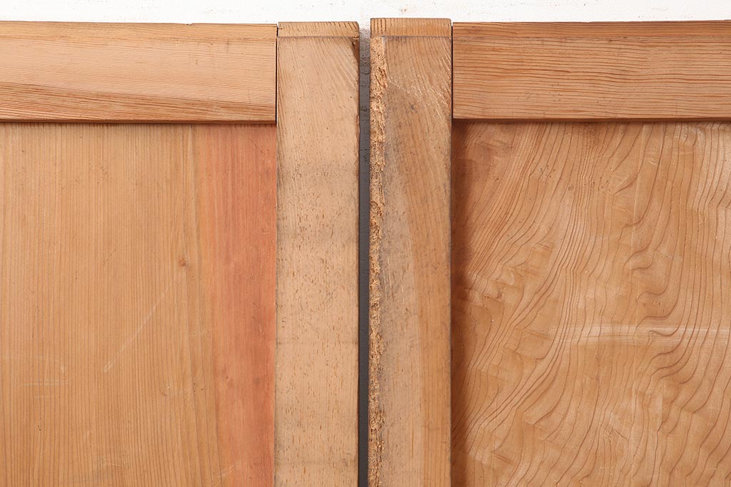 アンティーク建具　明治期　杉材一枚板　美しい杢目の板戸2枚セット(引き戸、建具)(R-045696)