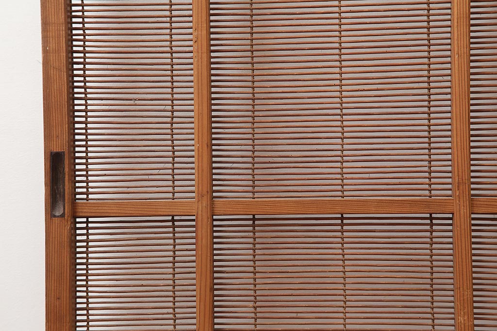 レトロ建具　昭和中期　風情のある御簾戸2枚セット(簾戸、簀戸、葭戸、夏障子、夏戸、葦戸)(R-045694)