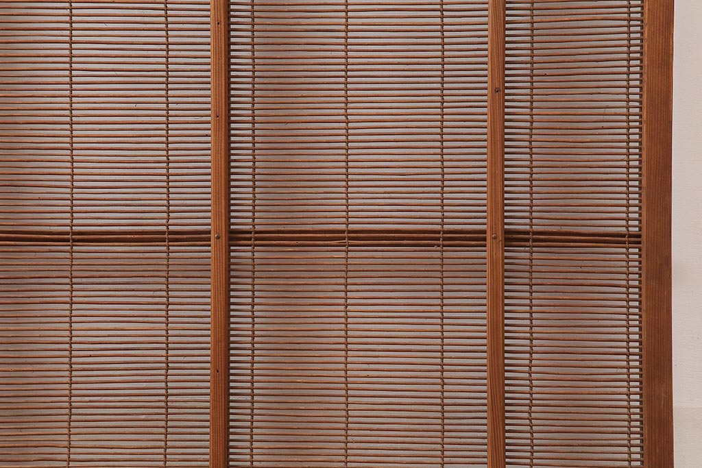 レトロ建具　昭和中期　風情のある御簾戸2枚セット(簾戸、簀戸、葭戸、夏障子、夏戸、葦戸)(R-045694)