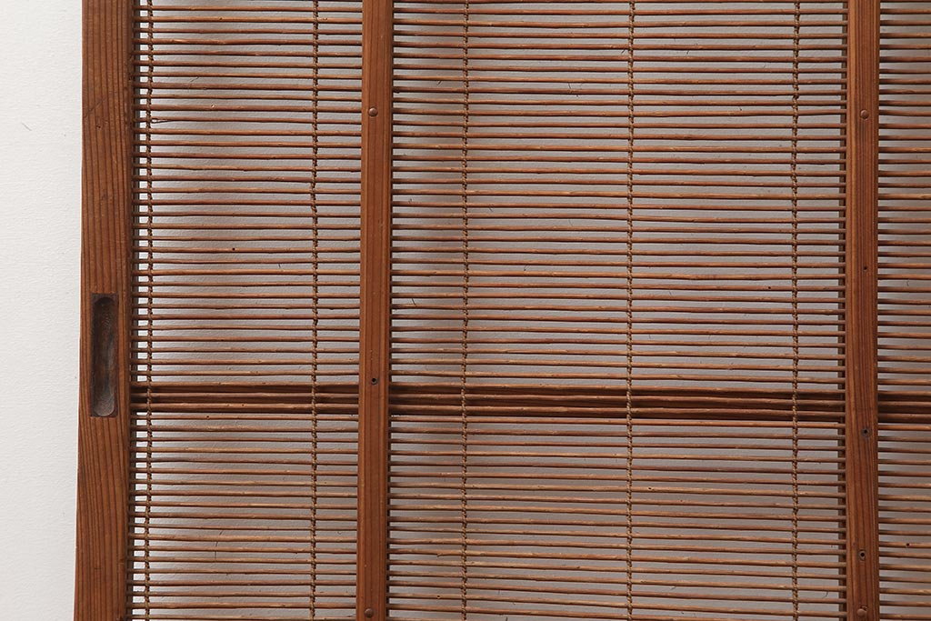 レトロ建具　昭和中期　風情のある御簾戸2枚セット(簾戸、簀戸、葭戸、夏障子、夏戸、葦戸)(R-045694)