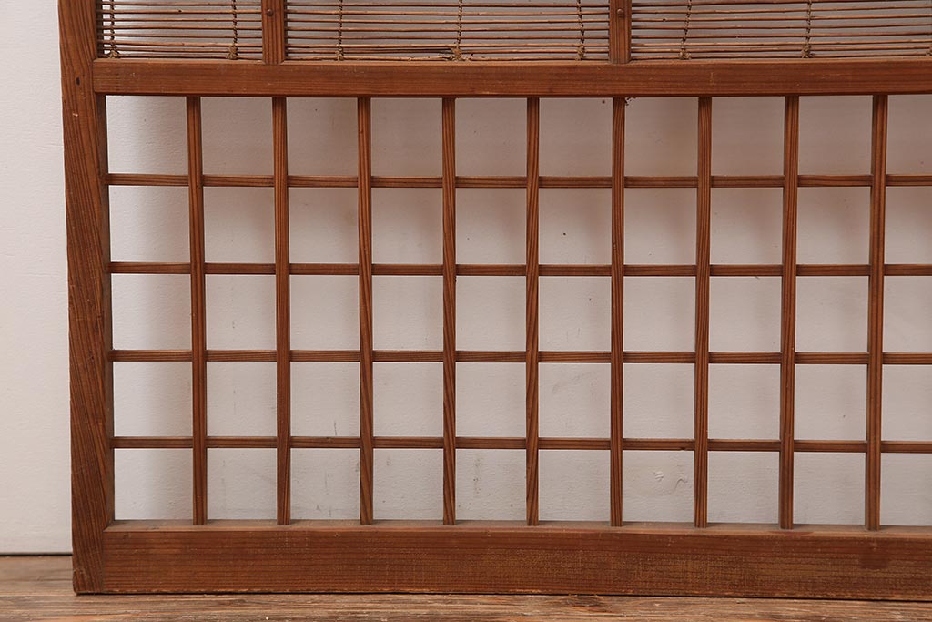 レトロ建具　昭和中期　風情のある御簾戸2枚セット(簾戸、簀戸、葭戸、夏障子、夏戸、葦戸)(R-045694)