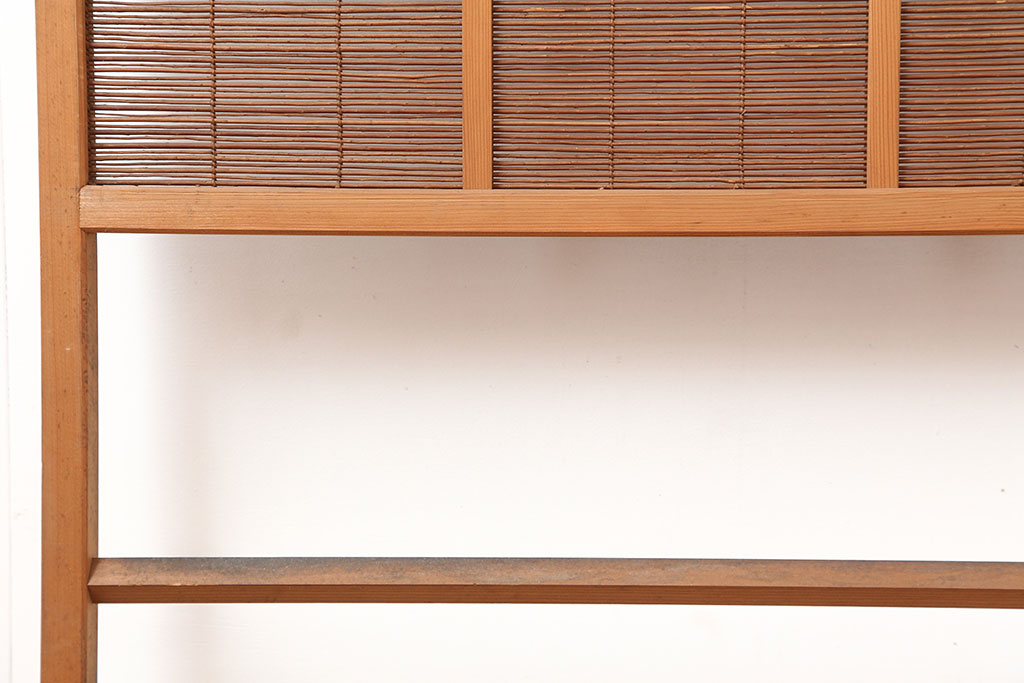 レトロ建具　昭和中期　風情のある御簾戸2枚セット(簾戸、簀戸、葭戸、夏障子、夏戸、葦戸)(R-045071)