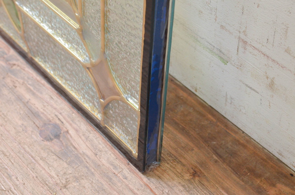 未使用品　蜂鳥と花(はちどりとはな)　デットストック品のステンドグラス(建具、ドア、窓、照明、衝い立て、衝立、つい立て)(定価約10万8千円)(R-074452)