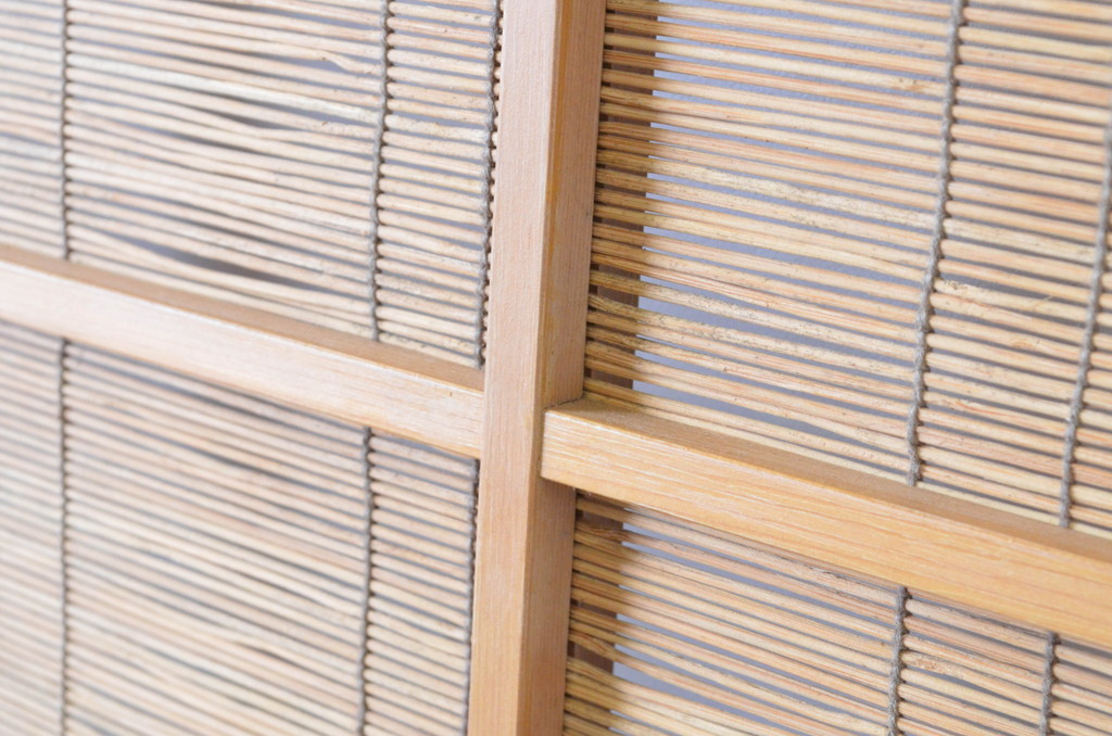 レトロ建具　シンプルなデザインの夏戸2枚セット(簾戸、御簾戸、簀戸、葭戸、夏障子、すど、引き戸)(R-065063)