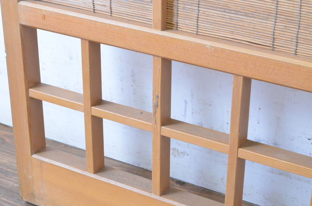 レトロ建具　シンプルなデザインの夏戸2枚セット(簾戸、御簾戸、簀戸、葭戸、夏障子、すど、引き戸)(R-065063)