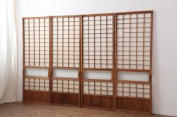 アンティーク建具　井波彫刻　躍動感ある梅が美しい彫刻欄間1枚(明り取り、明かり取り、在銘有り)(R-071589)