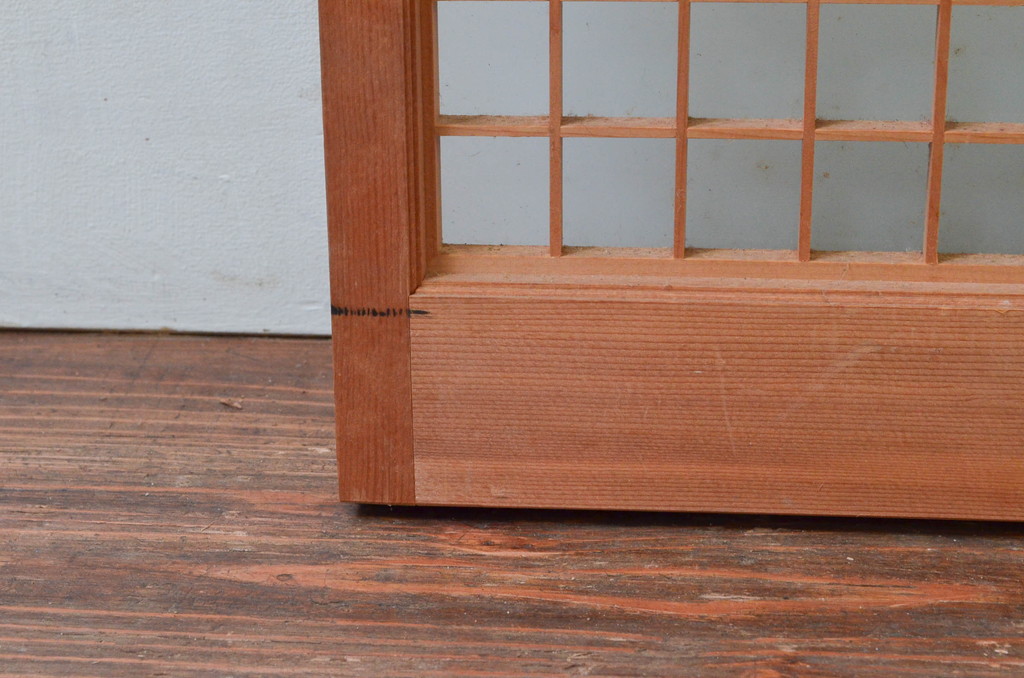 アンティーク建具　躍動感あふれる虎の彫刻が目を惹く書院戸4枚セット(窓、引き戸、ガラス戸)(R-076067)