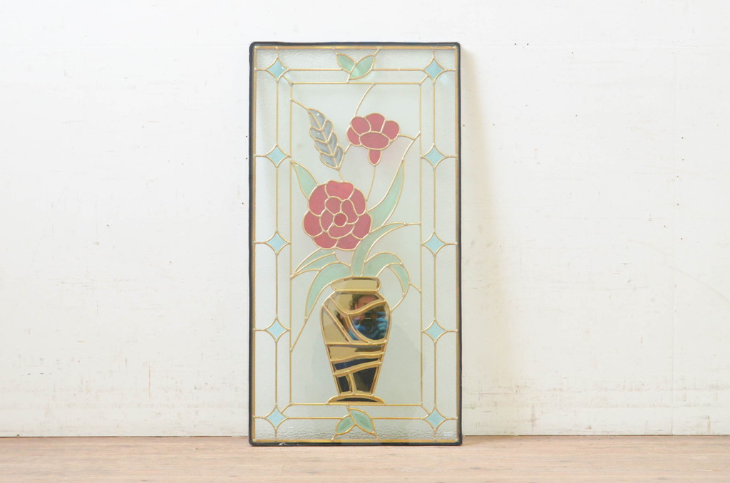 未使用品　生花(いけばな)　デットストック品のステンドグラス(建具、ドア、窓、照明、衝い立て、衝立、つい立て)(定価約10万8千円)(R-074426)