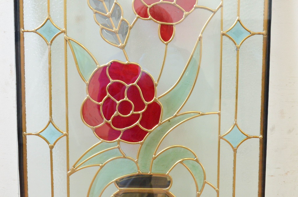 未使用品　生花(いけばな)　デットストック品のステンドグラス(建具、ドア、窓、照明、衝い立て、衝立、つい立て)(定価約10万8千円)(R-074426)