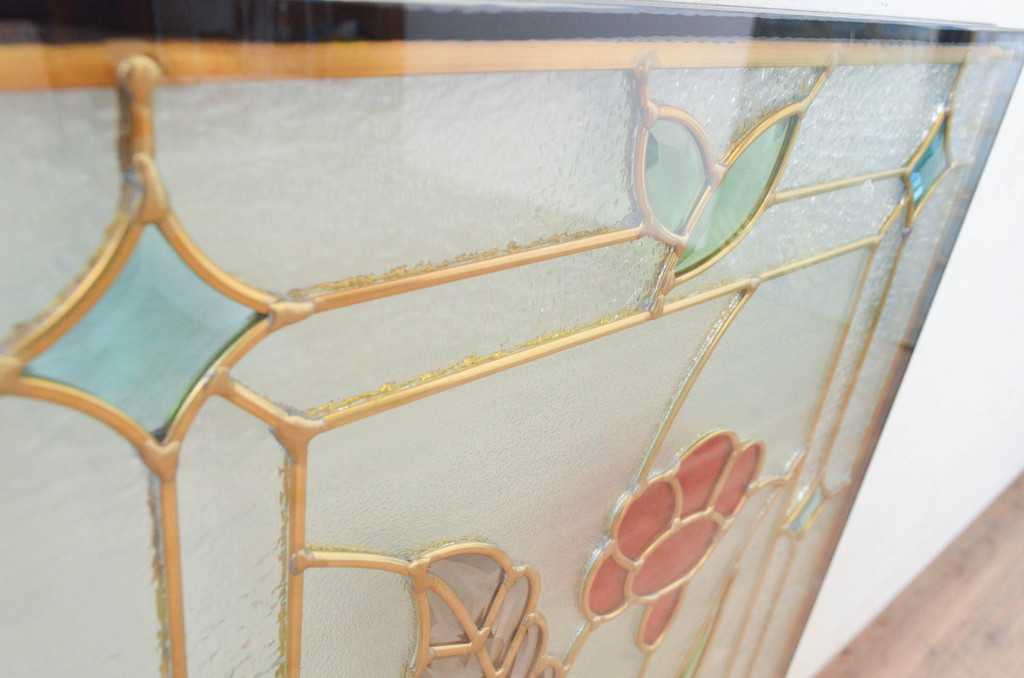 未使用品　生花(いけばな)　デットストック品のステンドグラス(建具、ドア、窓、照明、衝い立て、衝立、つい立て)(定価約10万8千円)(R-074426)