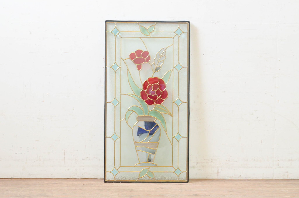 未使用品　生花(いけばな)　デットストック品のステンドグラス(建具、ドア、窓、照明、衝い立て、衝立、つい立て)(定価約10万8千円)(R-074426)