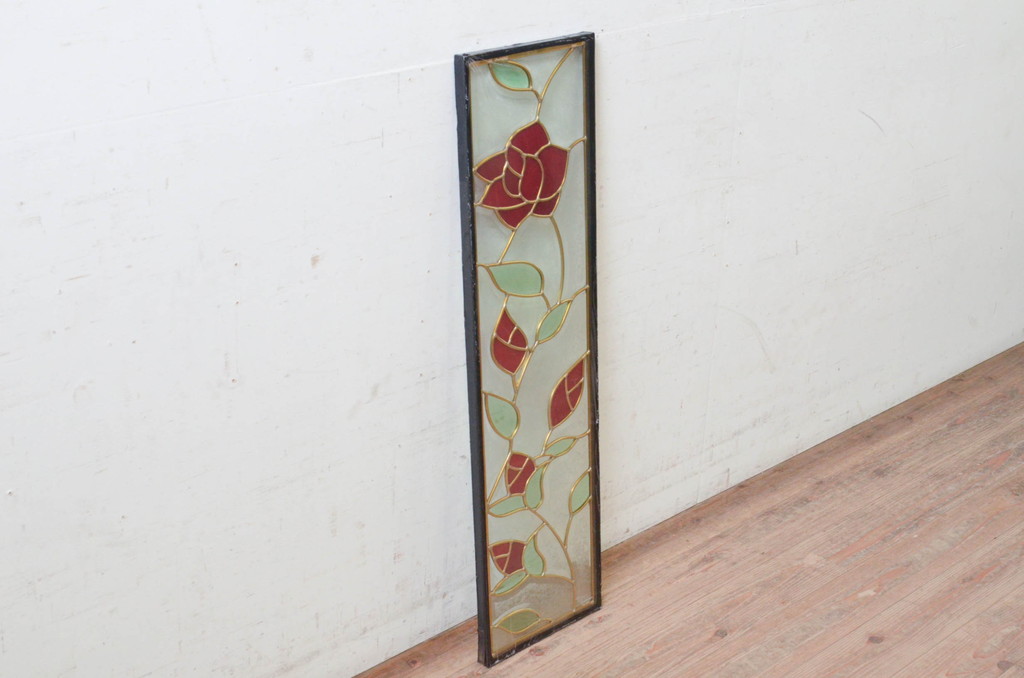未使用品　薔薇の園(ばらのその)　デットストック品のステンドグラス(建具、ドア、窓、照明、衝い立て、衝立、つい立て)(定価約7万9千円)(R-074414)